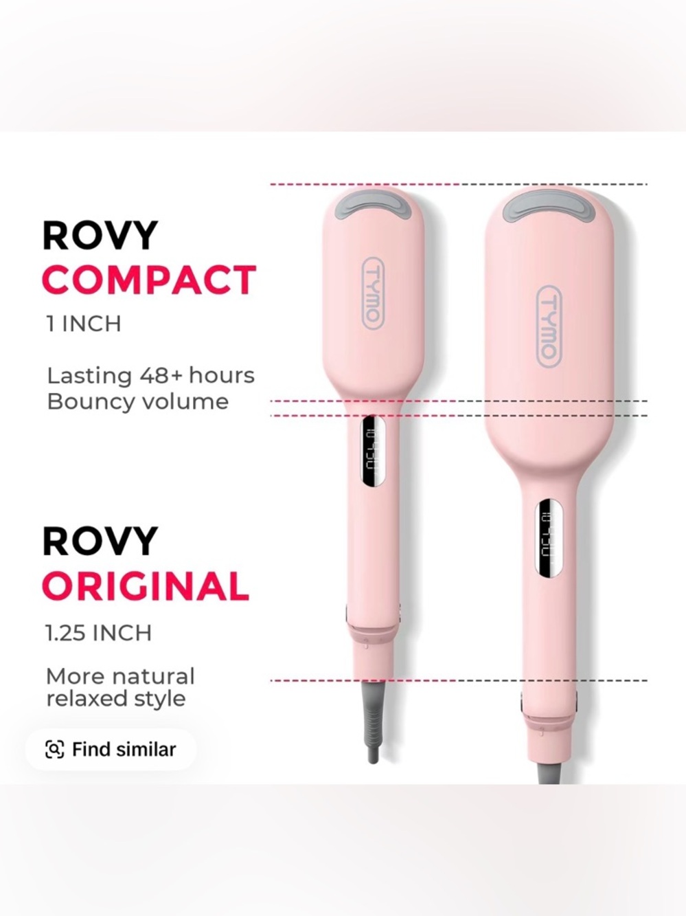 TYMO Rovy Compact Wave Curling Iron - Pink NIB - Picture 7 of 8